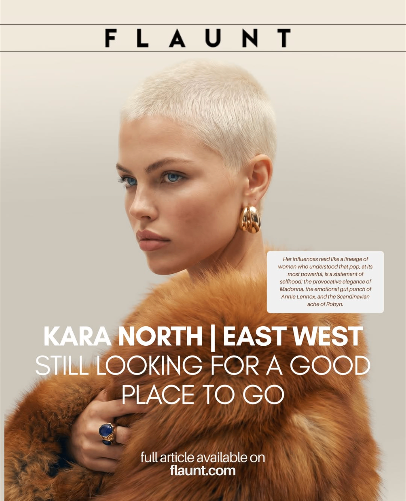 FLAUNT feature covering Kara North